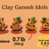 Clay Ganesh Idol Set – 4 Musical Ganesha Statues | 5.1 Inch Each | 1.2 Kg Total | Handmade Clay Décor