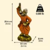 Infographic of Handcrafted Baul Man Clay Statue with labeled dimensions and weight