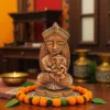 Handmade Terracotta Durga Maa Statue with Ganesh Ji – Burnt Clay Puja Idol