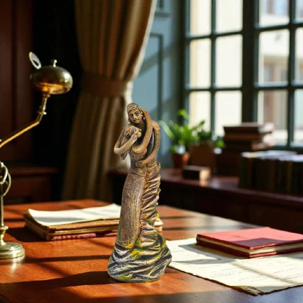 Handmade Burnt Clay Couple Embrace Statue – Terracotta Love Art for Home & Office Décor (10×4 inch, 700g)