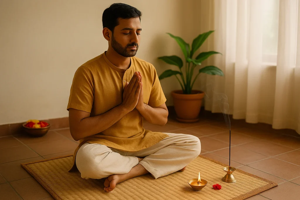 Close-up texture of handwoven madurkathi yoga mat