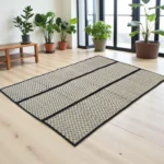 Handwoven Korai Grass Floor Mat with Red and Black Border – Eco-Friendly Natural Mat 4.5x7 ft
