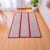 Handwoven Korai Grass Floor Mat with Red Border – Eco-Friendly Reed Mat for Home or Meditation