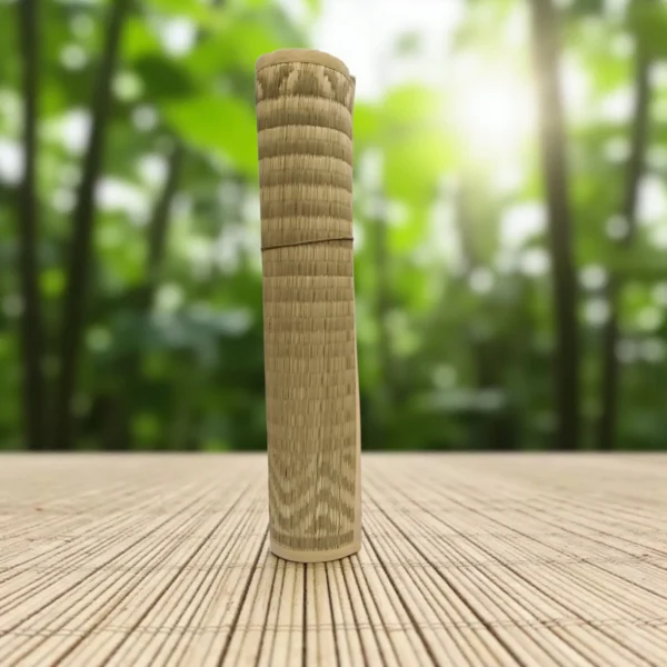 Close-up view of eco-friendly natural Madurkathi grass weave showing fine texture and craftsmanship.